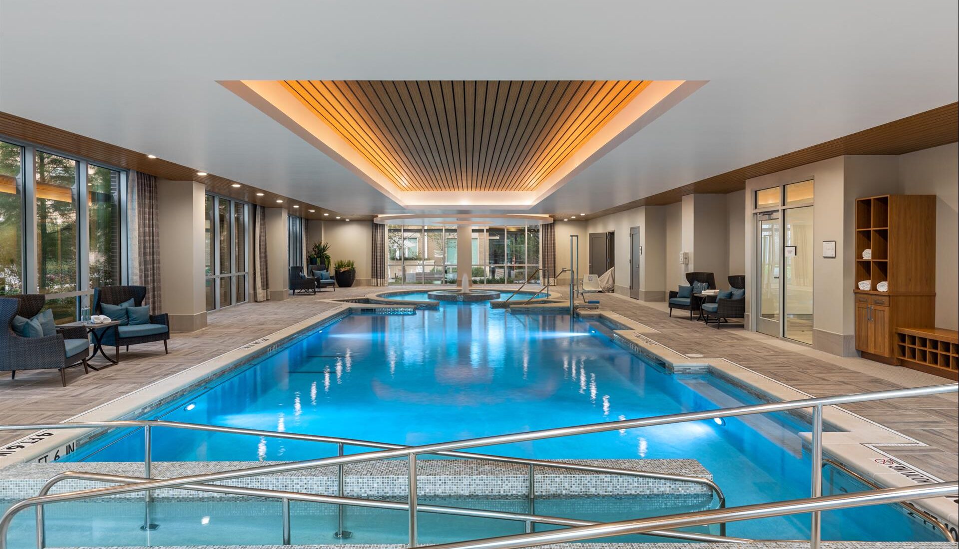 Indoor swimming pool at The Vista in Dallas