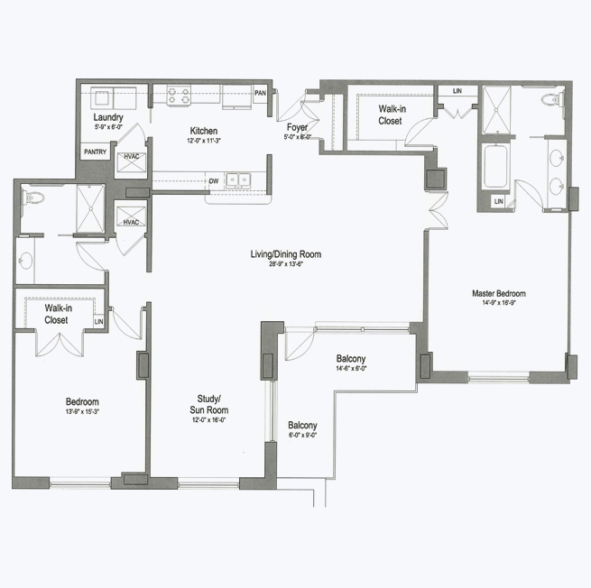 The Peninsula senior apartment floor plan at CC Young senior living