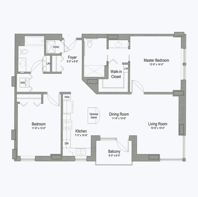 Casalinda senior apartment floor plan at CC Young senior living