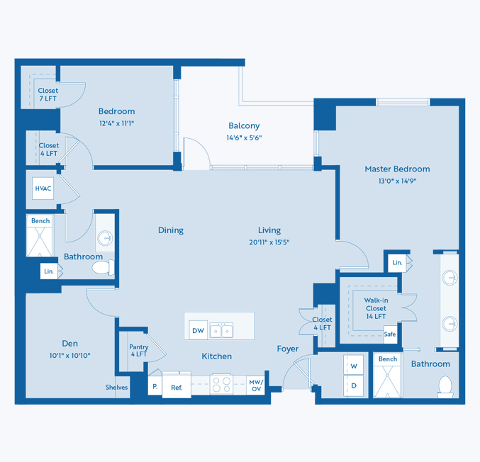 Melrose senior apartment floor plan at CC Young