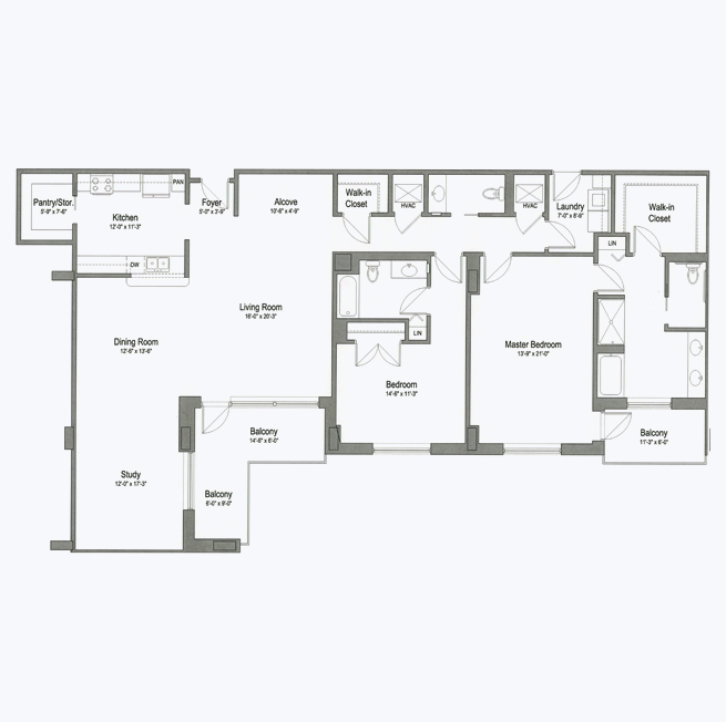 White Rock senior apartment floor plan at CC Young senior living